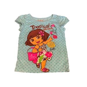Vintage Y2K Dora The Explorer Girls Tshirt Size 5T Short Sleeve Graphic Print